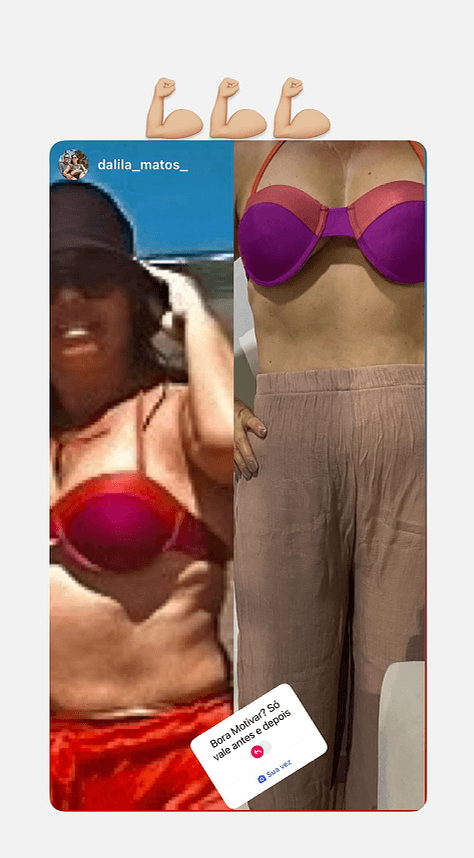 Registro de antes e depois compartilhado por paciente